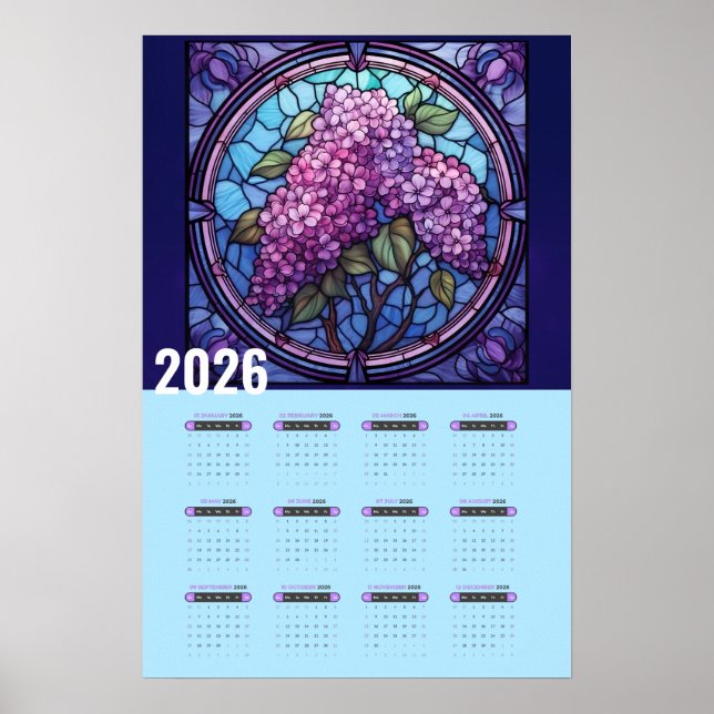 Lila Lilac Wall 2026-Kalender Poster (Vorne)