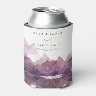 Lila Lilac Watercolor Bergsee Hochzeit Dosenkühler