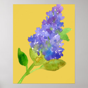 Lila Lilac Watercolor Blume Gelb Poster