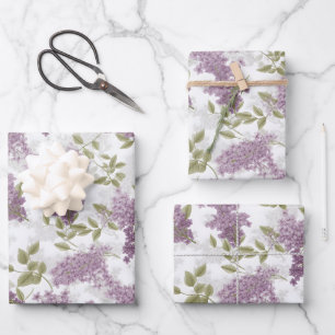 Lila Lilac Watercolor Floral Geschenkpapier Set
