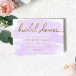 Lila Lilac Watercolor Gold Brautparty Einladung