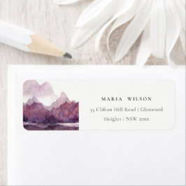 Lila Lilac Watercolor Mountain Lake Address