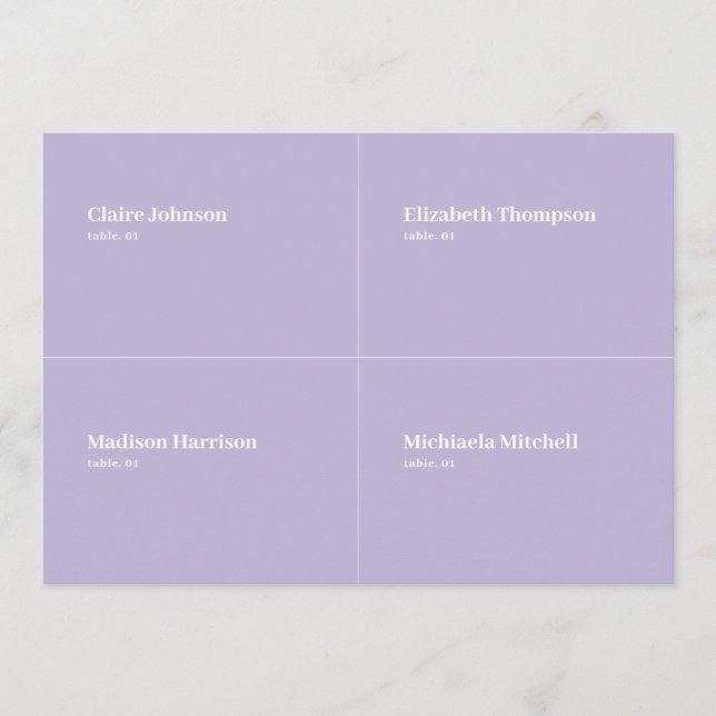 Lila Lilac Wedding Platzkarte DIY (Vorderseite)