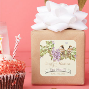 Lila Lilac Wedding Quadratischer Aufkleber