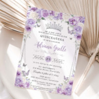 Lila Lilac White Floral Silver Quinceañera XV 16