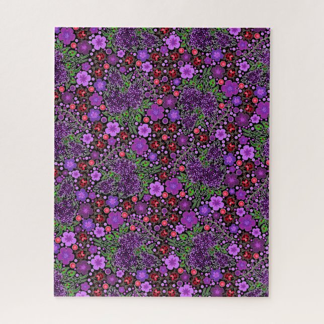 Lila Lilacs und Ladybugs NH Staat Symbole Puzzle (Vertikal)