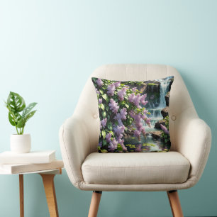 Lila Lilacs und Wasserfälle Kissen
