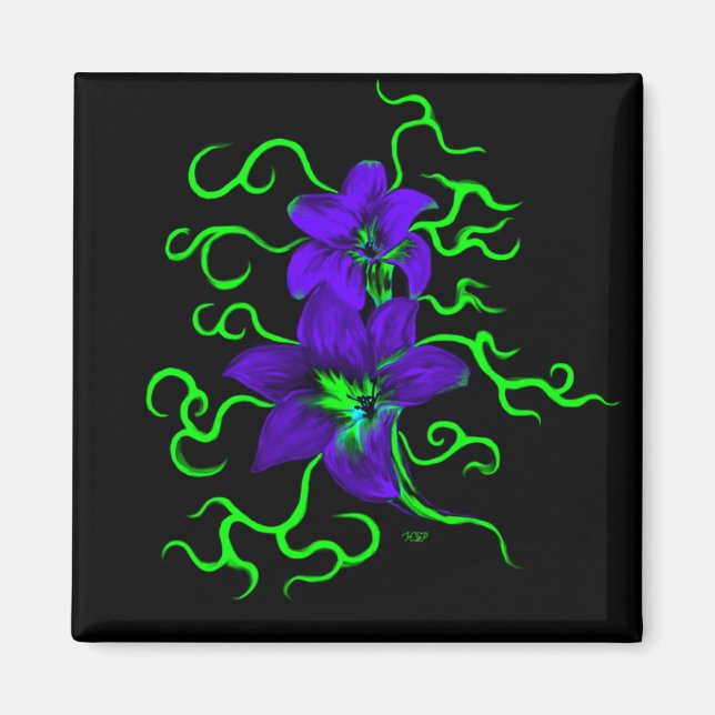 lila Lilie Blume Magnet (Vorne)