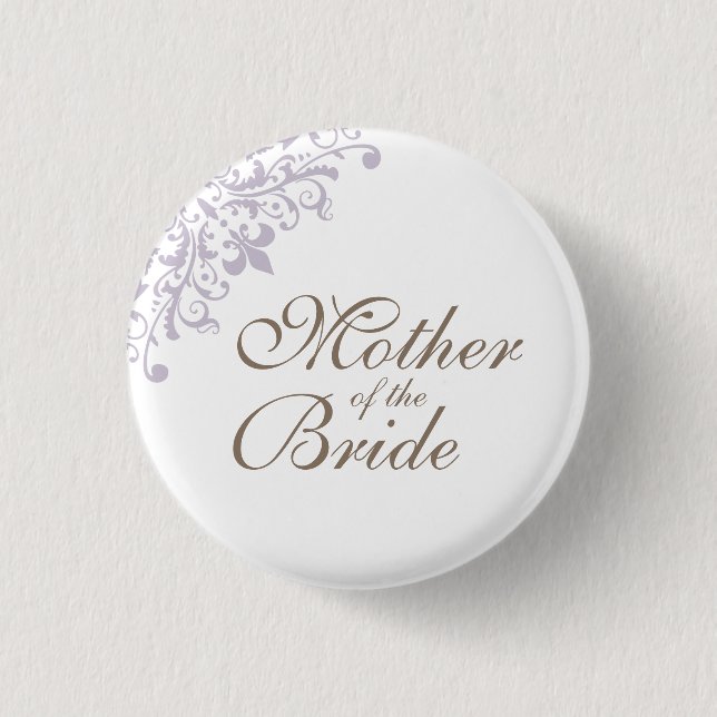 Lila Lilie Script Mother of the Bride Button (Vorderseite)