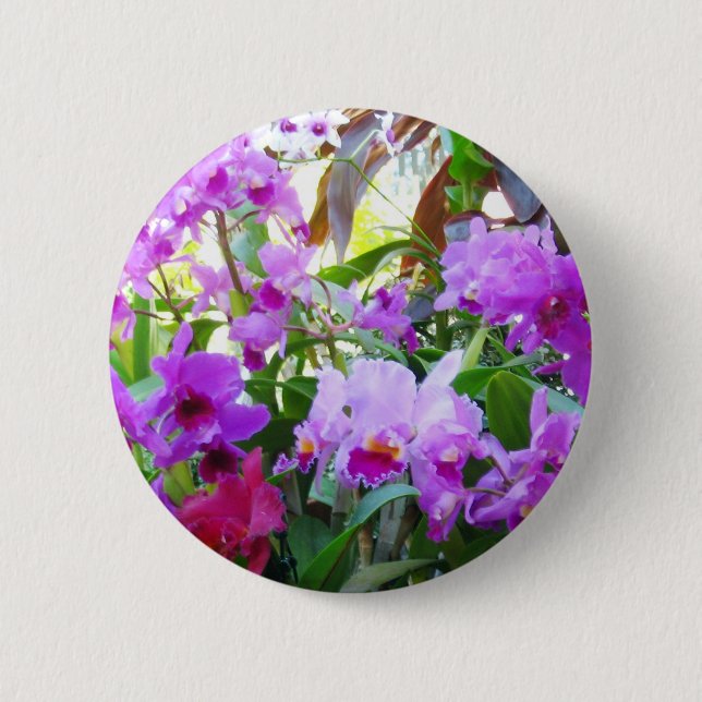 Lila Lilien-Blumen-Button-Knopf Button (Vorderseite)