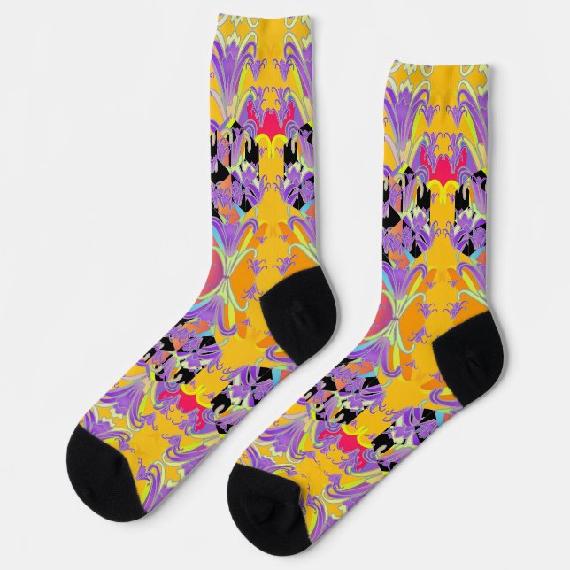 Lila Lilien Eleganz Socken (Linkes Detail)