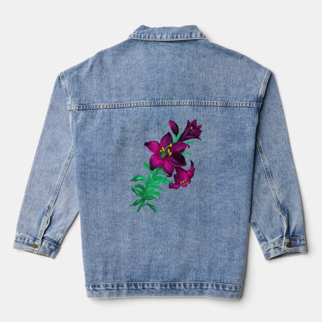 Lila Lilien  Jeansjacke (Rückseite)