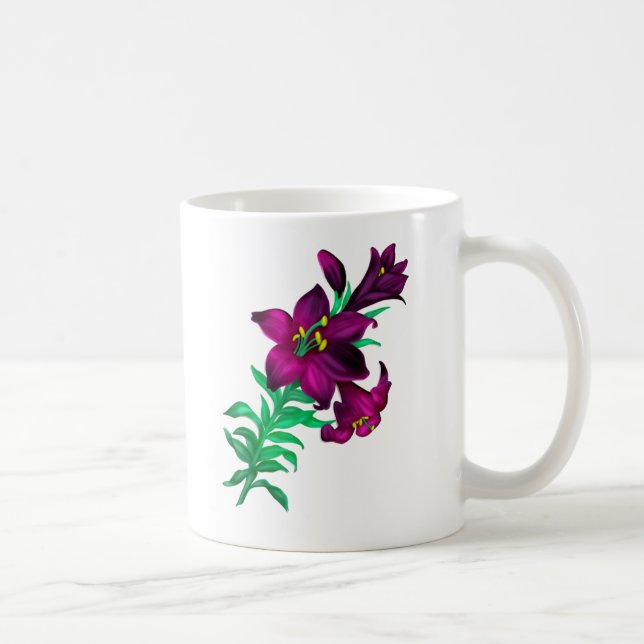 Lila Lilien  Kaffeetasse (Rechts)