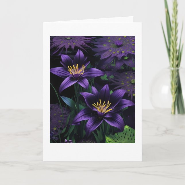 Lila Lilien Karte (Vorderseite)