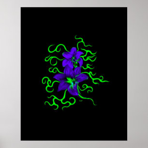 lila Lilienblume auf Schwarz Poster