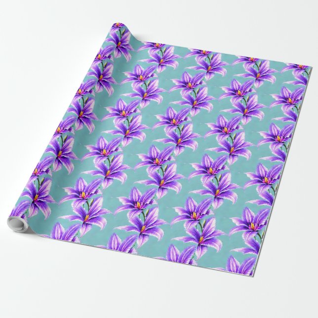 Lila Lilly des Valley Pattern Geschenkpapier (Ungerollt)