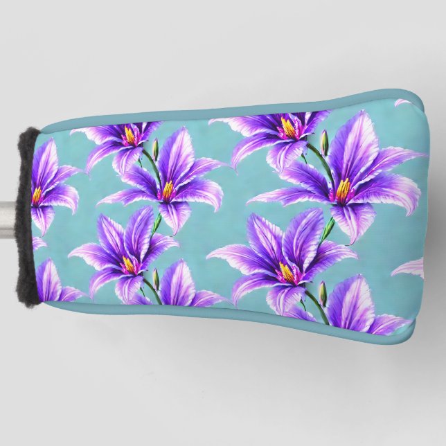 Lila Lilly des Valley Pattern Golf Headcover (Vorderseite)