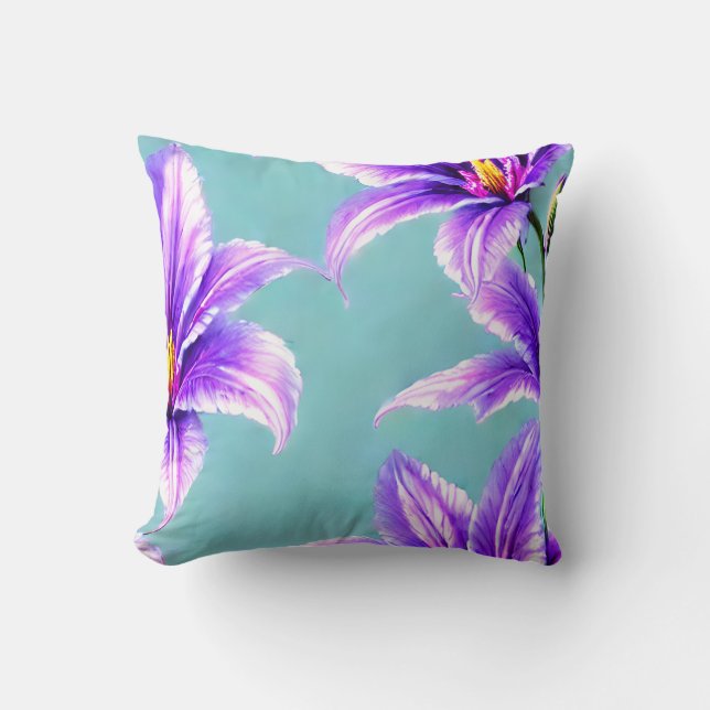 Lila Lilly des Valley Pattern Kissen (Vorderseite)