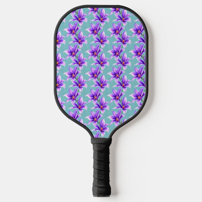 Lila Lilly des Valley Pattern Pickleball Schläger (Vorderseite)