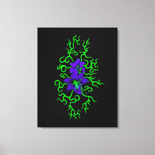 Lila Lily-Blume auf schwarz Leinwanddruck