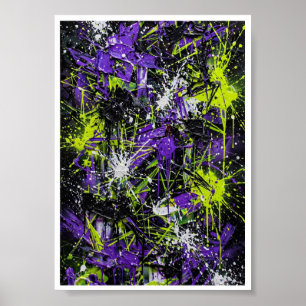 Lila Limette Neon-Graffiti-Abstraktkunst-Druck Poster