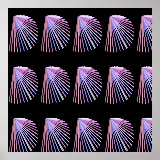 Lila Line Art Beach Seashell Design Poster (Vorne)