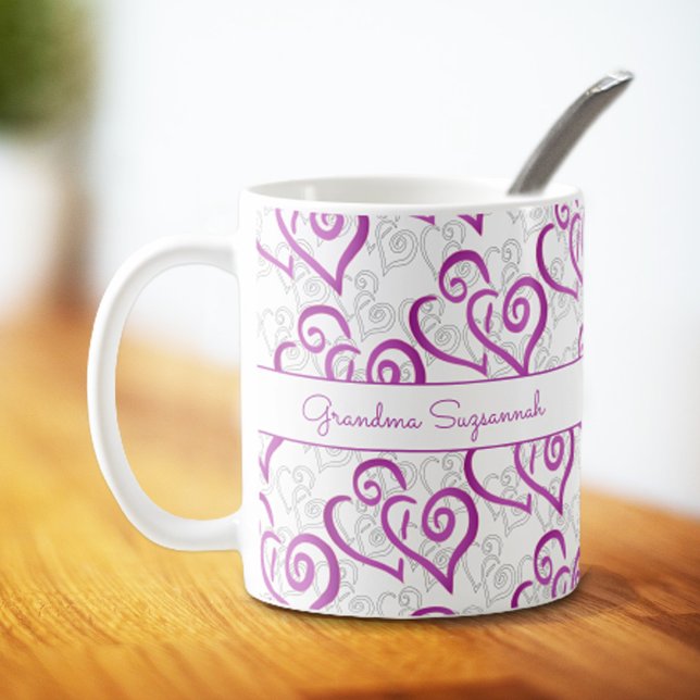 Lila Linked Heart Artwork Custom-Tasse Kaffeetasse (Von Creator hochgeladen)