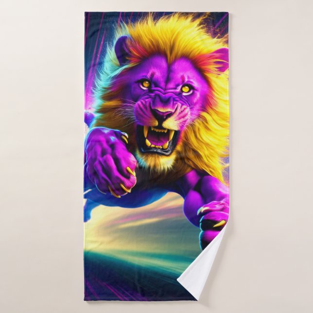 Lila Lion Badehandtuch (Badehandtuch)