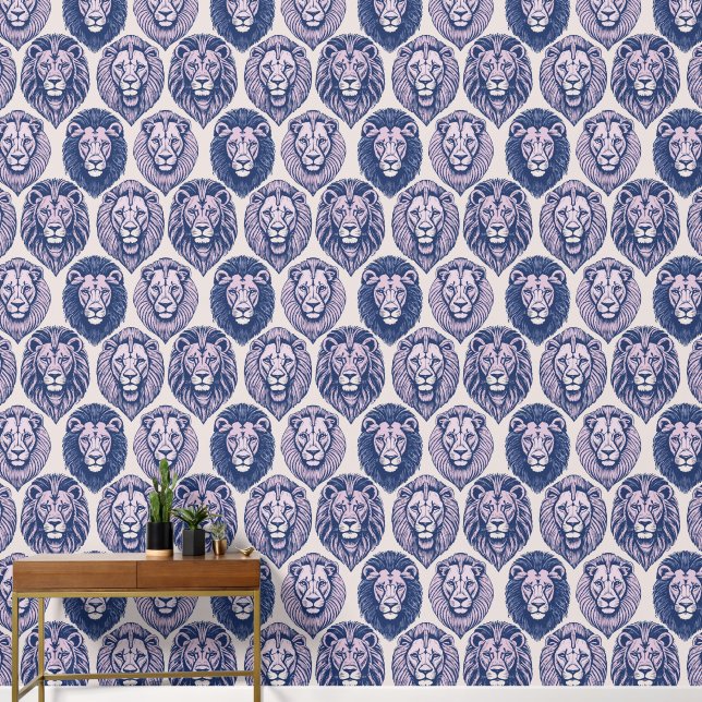 Lila Lion Heads Tapete (Hausflur)