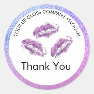 Lila Lippen & Glitter Lipgloss Business Classic R Runder Aufkleber