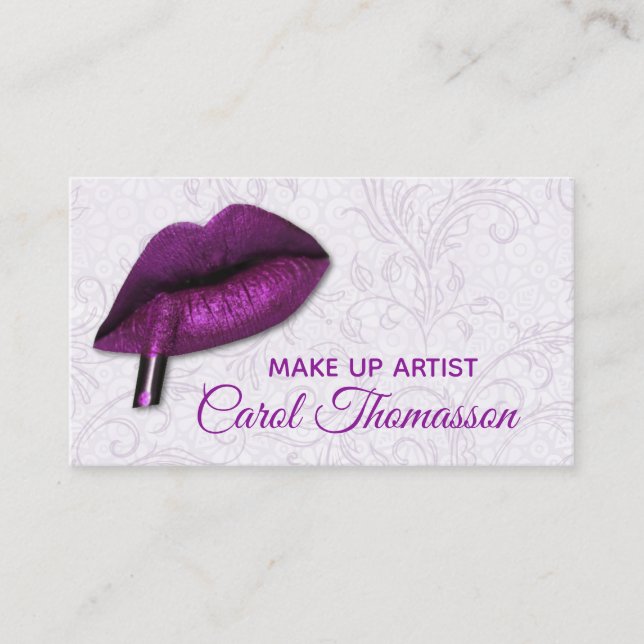 Lila Lippen Makeup Visitenkarte (Vorderseite)