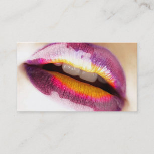 Lila Lippen, Mehrfarbenlippenentwurf Visitenkarte