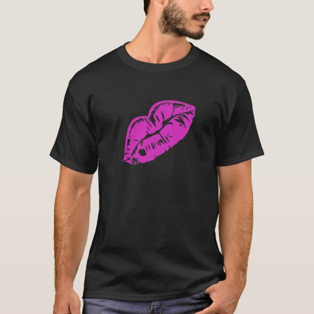 Lila Lipstick Kiss Stain T-Shirt (Vorderseite)
