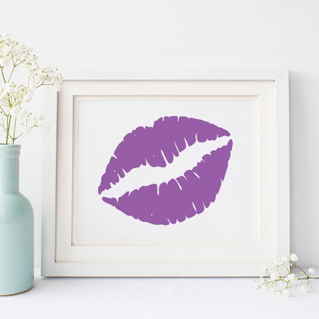 Lila Lipstick Lippen Poster (Pale Purple Lipstick Lips on White Poster)