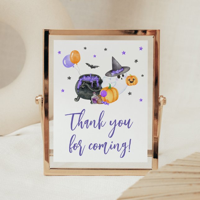 Lila Little Boo Baby Shower Danke für Ihr Kommen Poster (Ghost Halloween Baby Shower Thank you for Coming Sign)