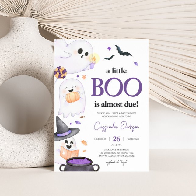 Lila Little Boo Halloween Kinderdusche Einladung (Purple Little Boo Invitation )