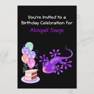 Lila Lizard Geburtstagsparty Einladung