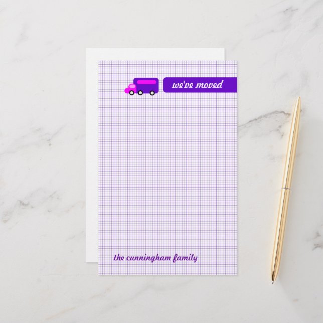 Lila LKW Briefpapier (Vorderseite/Rückseite Beispiel)