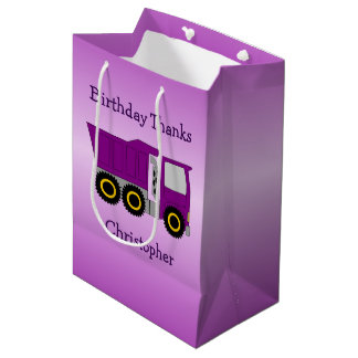 Lila LKW-Design Personalisiert Mittlere Geschenktüte