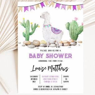 Lila Llama Baby Dusche Einladung
