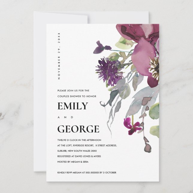 LILA LLILAC FLORAL COUPLE DUSCHKARTE DANKESKARTE (Vorderseite)