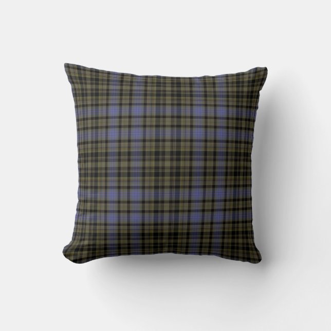 Lila Loden grüner schwarzer Tartan kariert Kissen (Vorderseite)