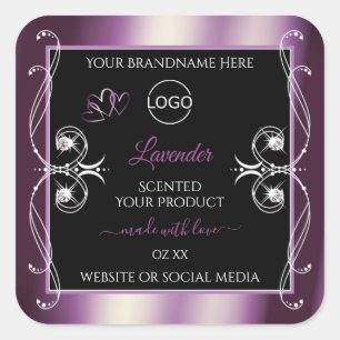 Lila Logo-Produktkennzeichnungen für Schwarz-Schim Quadratischer Aufkleber