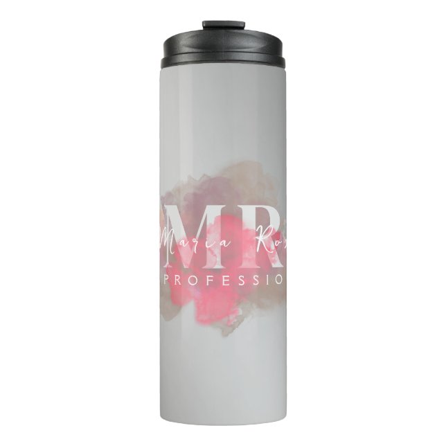 Lila Logo-Rose für Wasserfarben Lila Rauch Thermosbecher (Vorderseite)