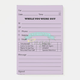Lila Logo-Wasserzeichen-Telefon-Mitteilungs-Posten Post-it Klebezettel