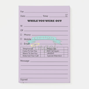 Lila Logo-Wasserzeichen-Telefon-Mitteilungs-Posten Post-it Klebezettel