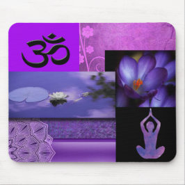 Lila Lotos u. Krone Chakra Meditations-Collage Mousepad