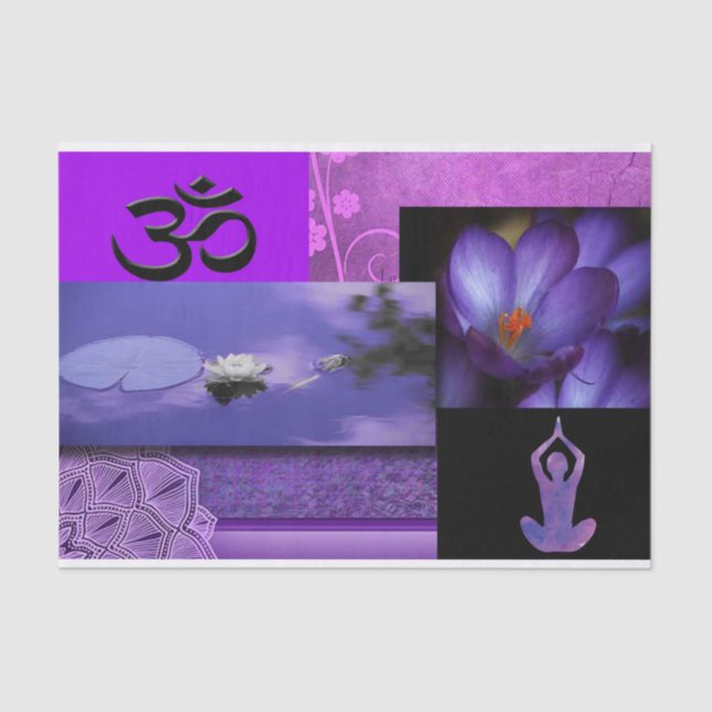 Lila Lotos u. Krone Chakra Meditations-Collage Seidenpapier (Vorderseite)