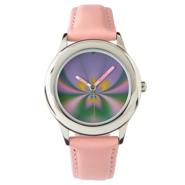 Lila Lotus Armbanduhr (Vorderseite)
