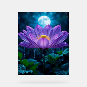 Lila Lotus Blossom unter Mondlicht Acrylschild